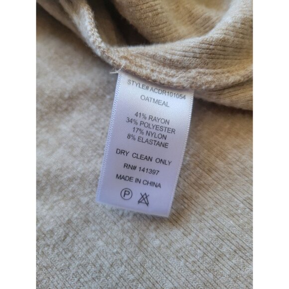 Astr Bransbury Knit Dress - Tan Ribbed Buttoned Long Sleeve Dress Size S Wedding - Picture 14 of 14